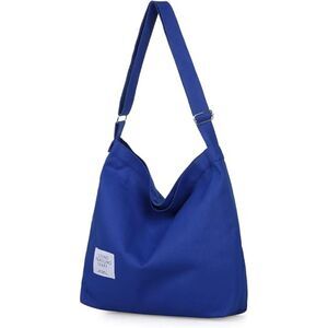 Women Royal Blue Imported Canvas Retro Large Size Shoulder Crossbody Tote Bag